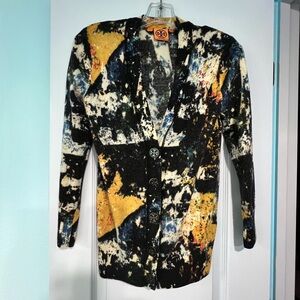 Tory Burch Wally Multicolor Abstract Cardigan Size XS